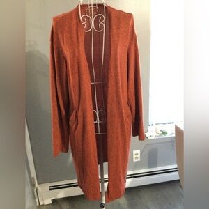 Amazon Women Orange polyester NWOT open front Sweater cardigan pockets long